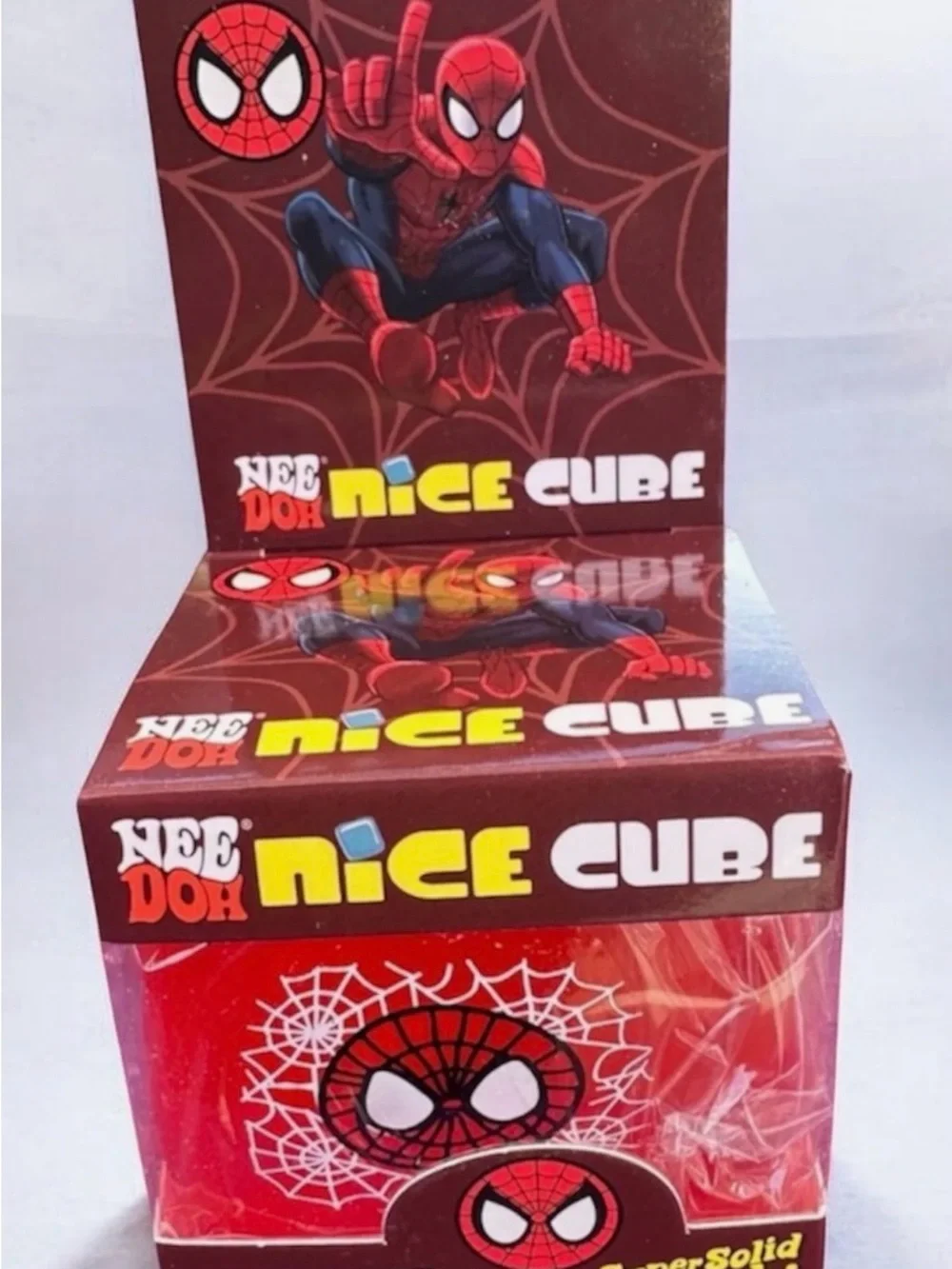 NeeDoh Spider-Man Nee Doh Nice Cube Red Spider-Themed cube squishy